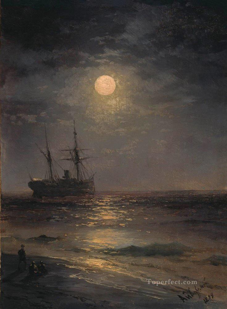 lunar night 1899 Romantic Ivan Aivazovsky Russian Oil Paintings